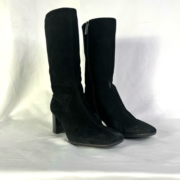 AQUATALIA BLACK LEATHER BOOTS BLOCK HEELS CHUNKY HEELS  WITH SIDE ZIPPER SIZE 6 - Picture 13 of 15